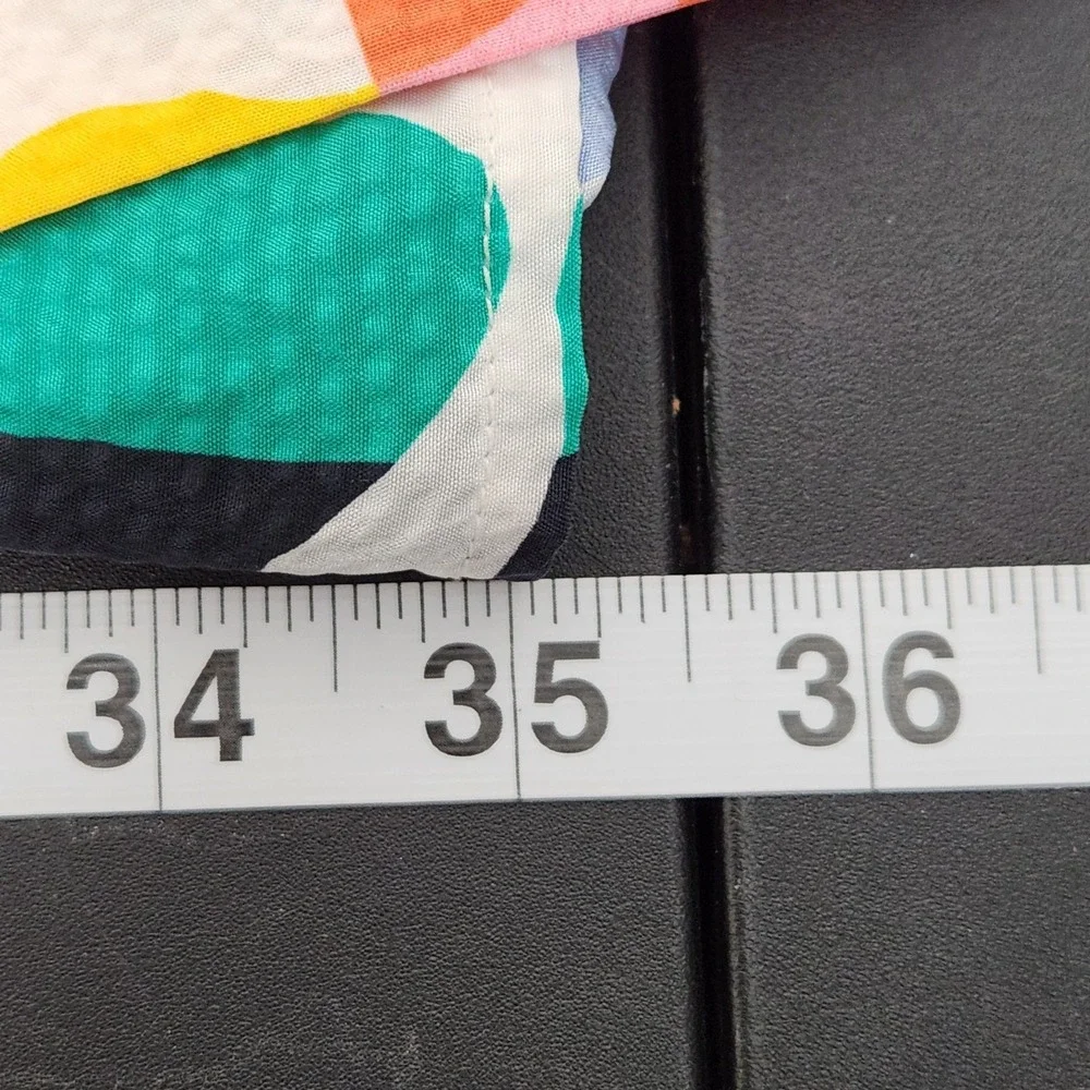 Marie Oliver Silk Mini Shirt Dress M Collar Tie Waist 3/4 Sleeve Tropical Resort - Picture 8 of 9